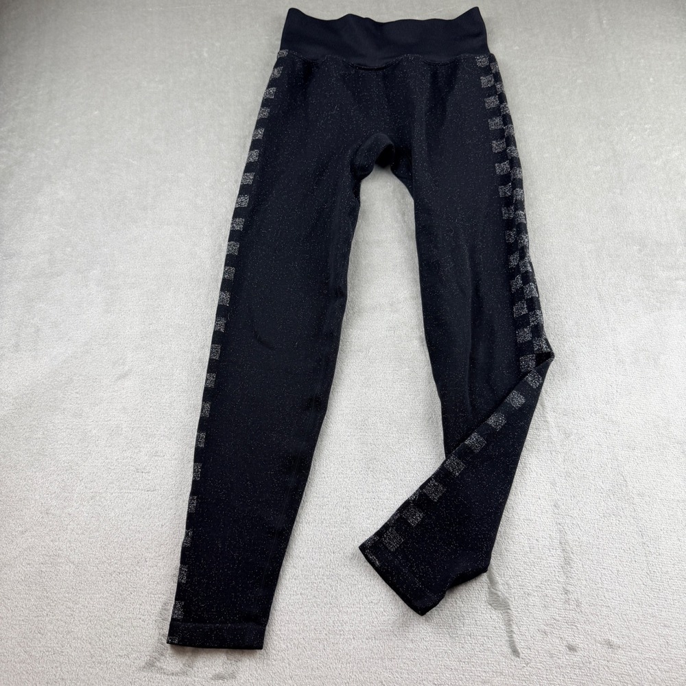 Pink Victoria's Secret Women's Small Active Black Shimmer Checkerboard Leggings